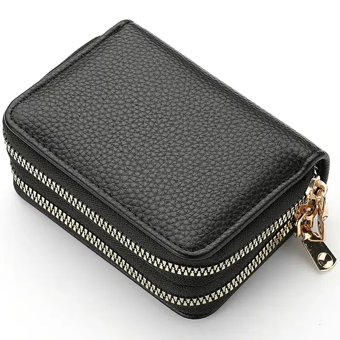 Portefeuille à Double fermeture éclair pour femmes, porte-carte de crédit court à la mode avec porte