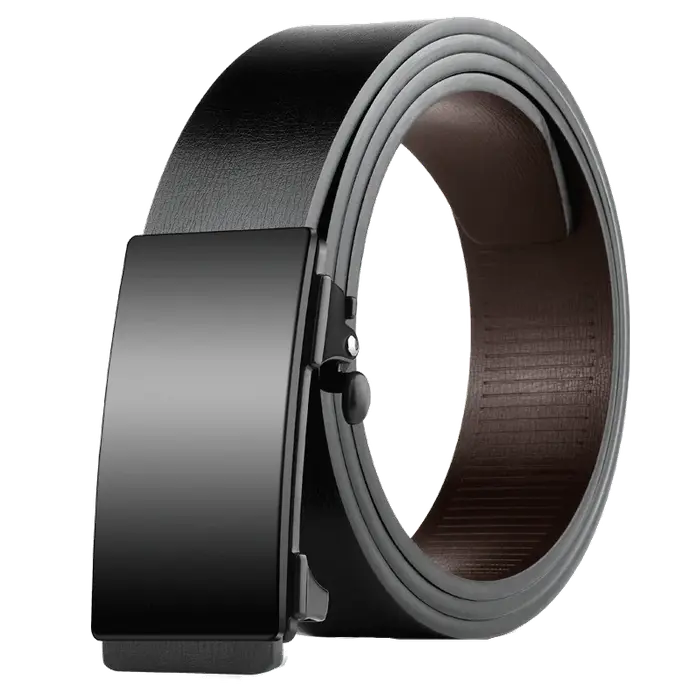 DINISITON hommes ceinture en cuir noir métal sans dents boucle automatique affaires décontracté