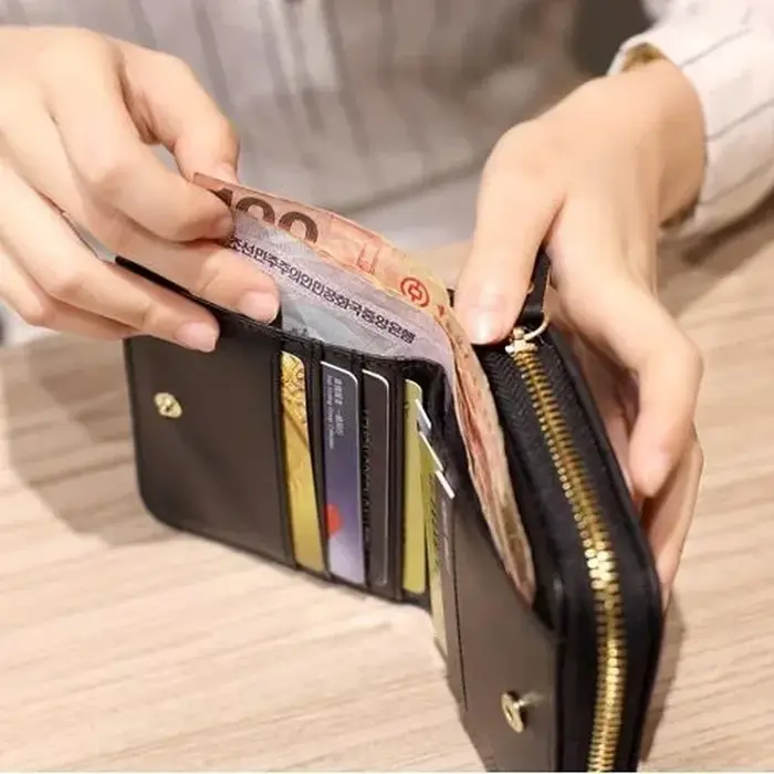 Portefeuille court en cuir PU pour femmes