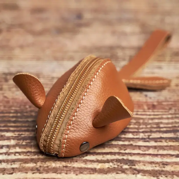 Vintage Mini porte-monnaie en cuir véritable petit portefeuille hommes femmes marron mode mignon souris sac de rangement tendance fermeture éclair poche NUPUGOO