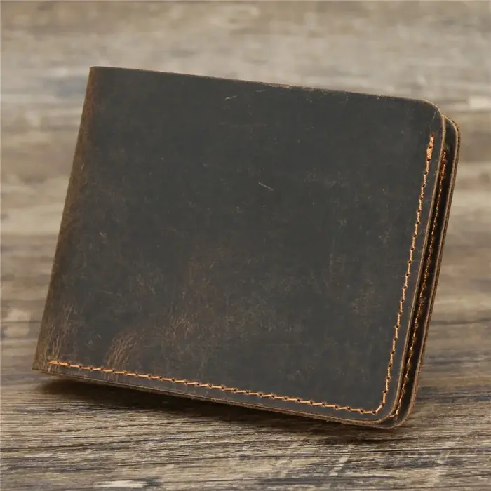 Portefeuille Vintage en cuir véritable pour hommes, Design pliable, Style court, minimaliste, fait à