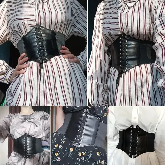Ceinture large rétro pour femme avec élastique