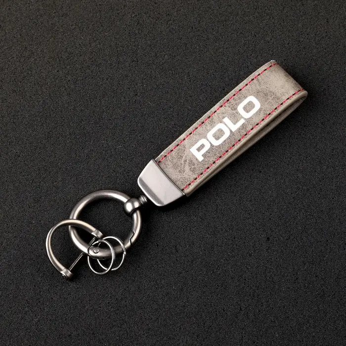 Porte-clés de voiture avec lanière en cuir de luxe, bijoux pour polo avec logo, accessoires de voitu