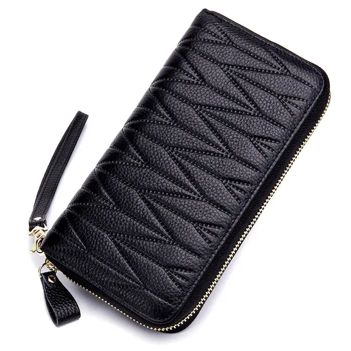 Portefeuille RFID en cuir véritable pour femme