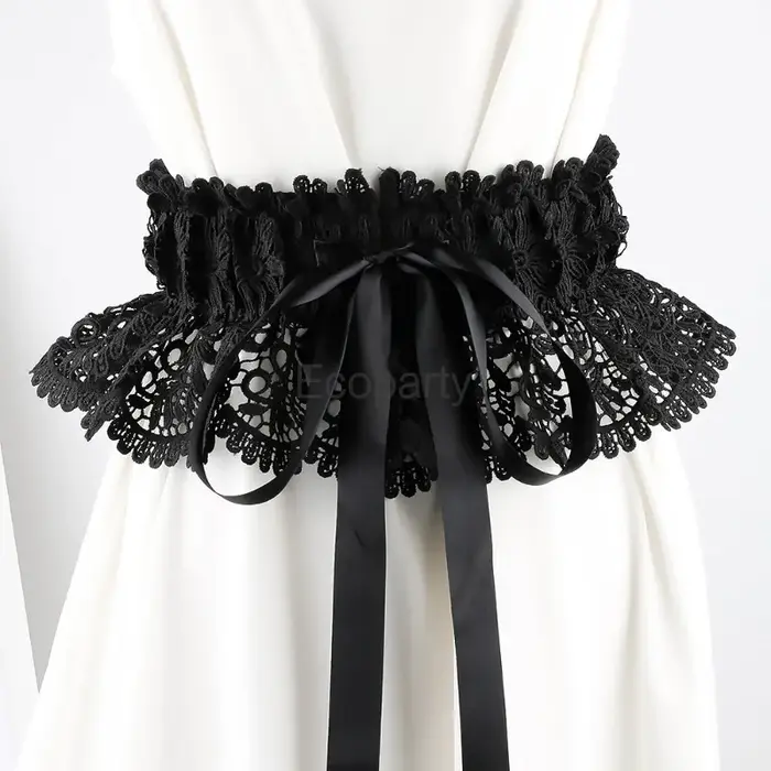 Ceinture en dentelle pour femmes, décoration de chemise, noir, blanc, élastique, large taille, couve
