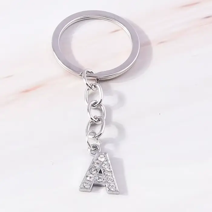 Mode Initiale 26 Lettres A-Z Alphabet Porte-clés Strass Porte-clés Pmotfor Voiture Clé Sac Décor Cha