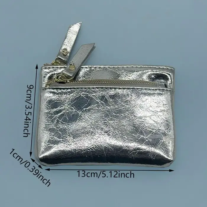 Porte-monnaie en cuir portable à double fermeture éclair