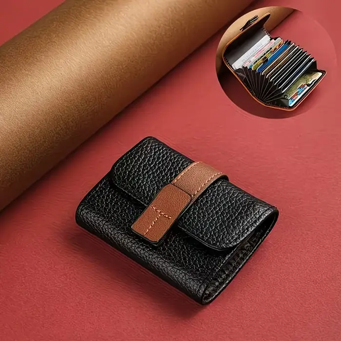 Porte-cartes/porte-cartes d'identité pour femmes à 11 compartiments, nouveau style rétro à pression,