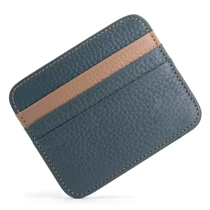 Porte-cartes en cuir véritable – Portefeuille fin pour cartes d'identité/banque/crédit