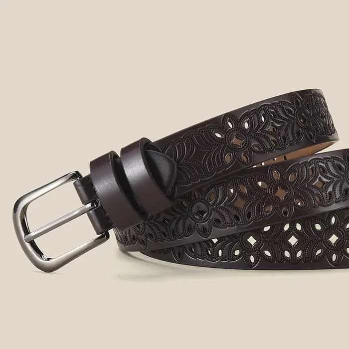 Ceinture de luxe légère à fleurs creuses rétro pour femmes