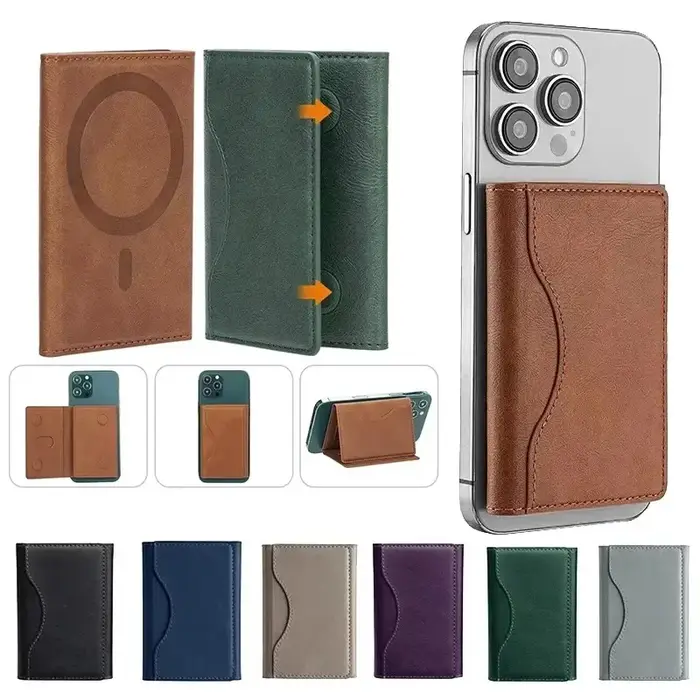 Portefeuille en cuir magnétique puissant pour Magsafe iPhone 18 17 Pro Max Samsung S26Ultra