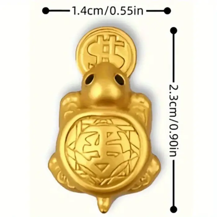 Porte-monnaie en forme de tortue dorée avec étui en cuir rouge - Attracteur de richesse Feng Shui