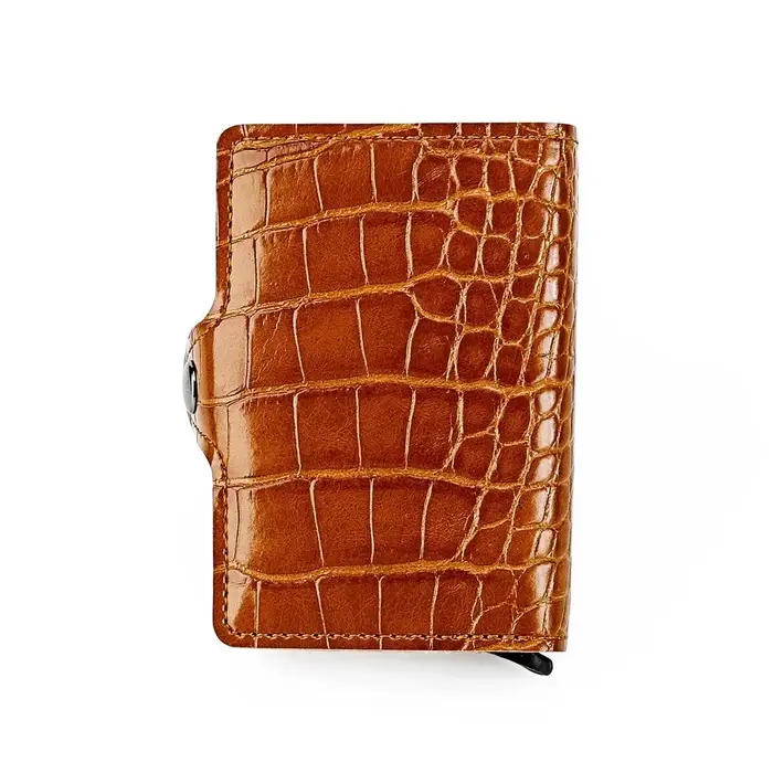 Porte-cartes en cuir verni Crocodile RFID pour hommes