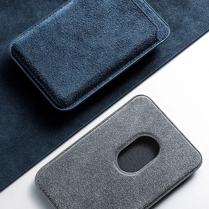 Portefeuille magnétique Hellopie pour MagSafe minimaliste pour iPhone 17 16 15 14 13 12 Pro Max Italie Cuir Alcantara Business haut de gamme