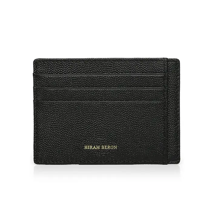 Hiram Beron-Porte-cartes de crédit en cuir personnalisé, cadeau de blocage RFID, colonne vertébrale,