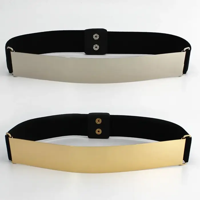 Ceinture élastique en métal argenté pour femmes, élégante, réglable en or, assortie avec tout, ceint