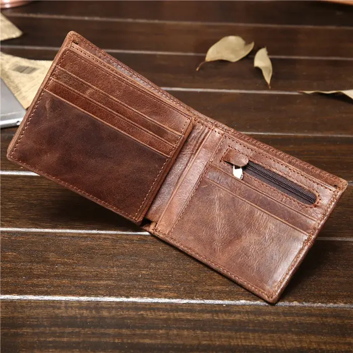 Portefeuille en cuir véritable personnalisé pour homme - style court
