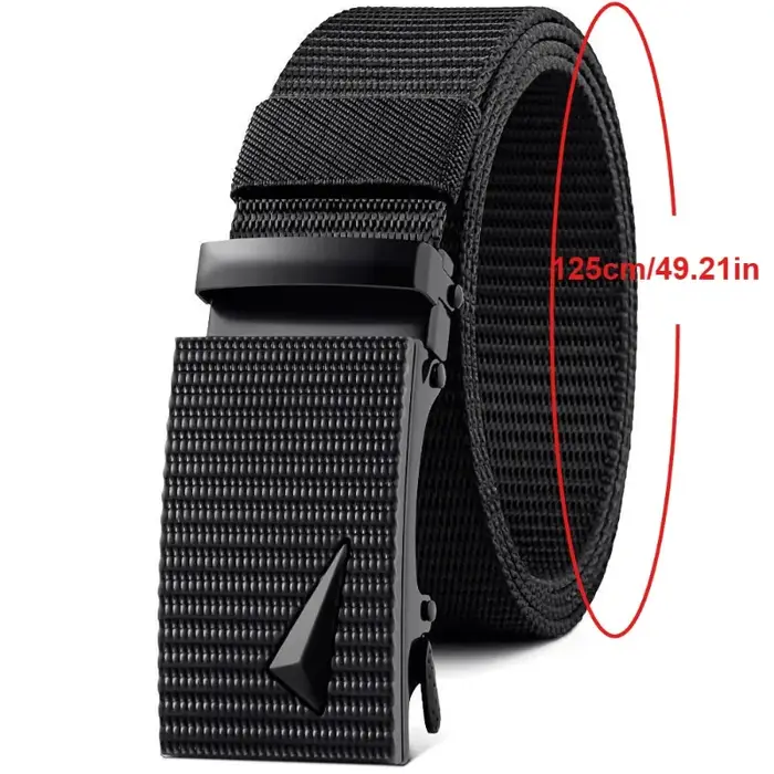 Ceinture de mode coréenne pour hommes, ceinture en toile et nylon de couleur unie avec boucle automatique, ceinture en nylon de qualité supérieure pour l'extérieur et l'entraînement militaire
