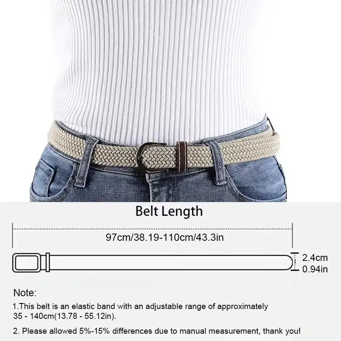 Ceinture élastique en toile unisexe pour sorties décontractées, bande élastique tissée, fête, déplacement quotidien