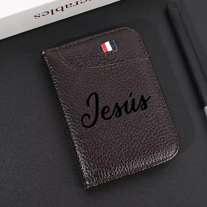 Portefeuille personnalisé ultra-fin en cuir PU souple pour cartes de crédit