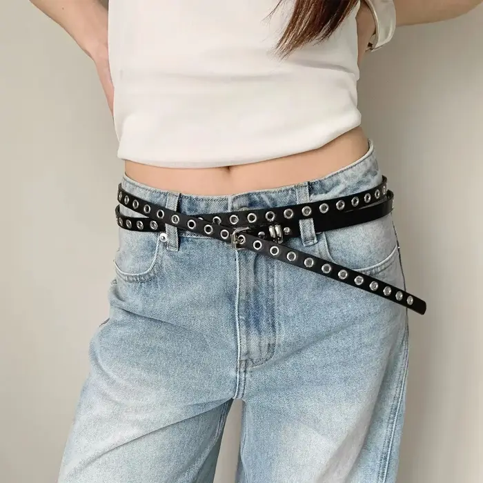 Ceinture en PU à œillets multiples BUYLEMO