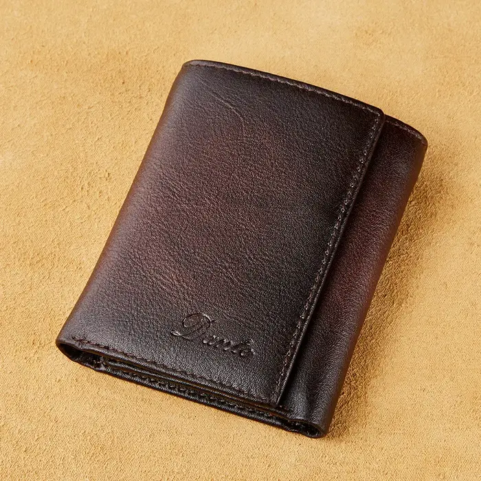 Portefeuille pour homme Dante Retro à trois volets en cuir véritable avec protection anti-vol