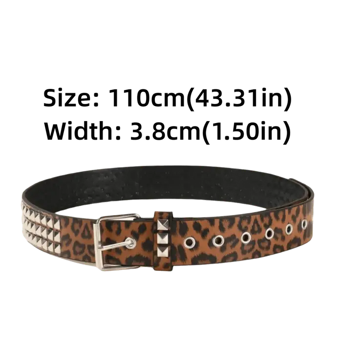 Ceinture tendance à imprimé léopard avec rivets