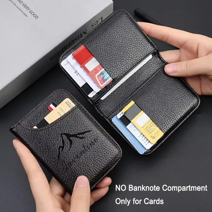 Portefeuille personnalisé ultra-fin en cuir PU souple pour cartes de crédit