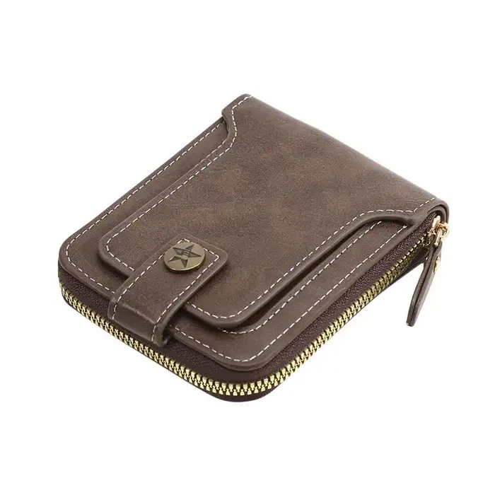 Portefeuille pour homme en PU avec fermeture éclair, porte-monnaie court pour homme, fermeture éclai