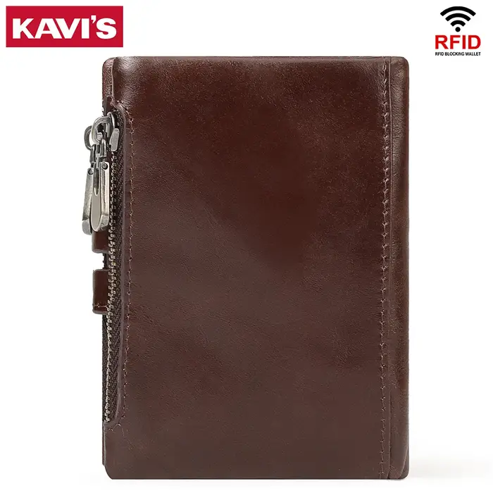 Portefeuille homme KAVIS à double pliage de couleur unie
