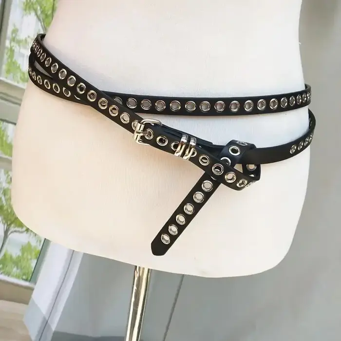 Ceinture de taille en cuir PU avec œillets à rivets