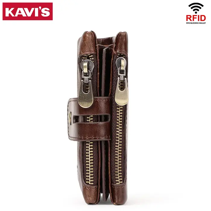 Portefeuille homme KAVIS à double pliage de couleur unie