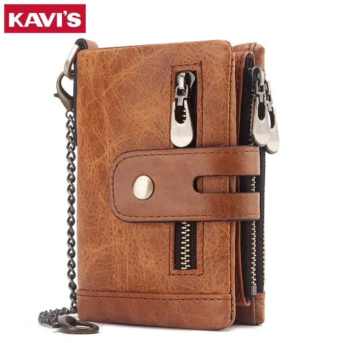Mode femmes portefeuille en cuir véritable femme pochette portefeuilles moraillon Double fermeture éclair conception courte monnaie poche ID porte-carte sac à main