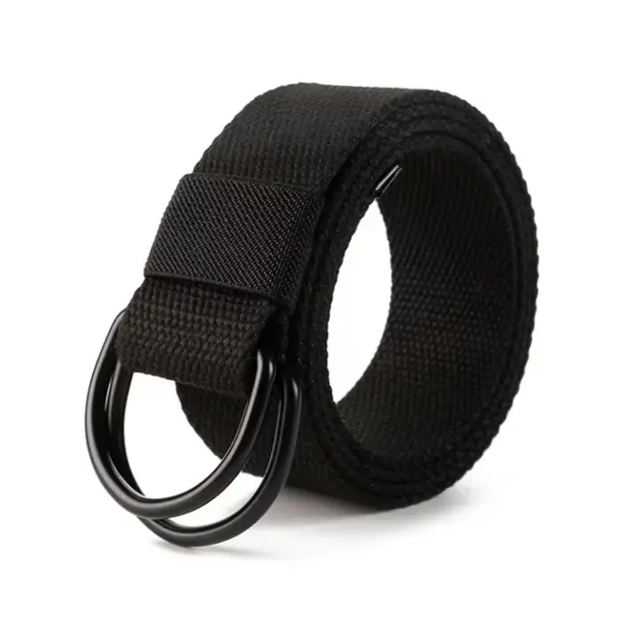 Ceinture à boucle Double boucle pour hommes et femmes, ceinture en toile décontractée, ceinture pour