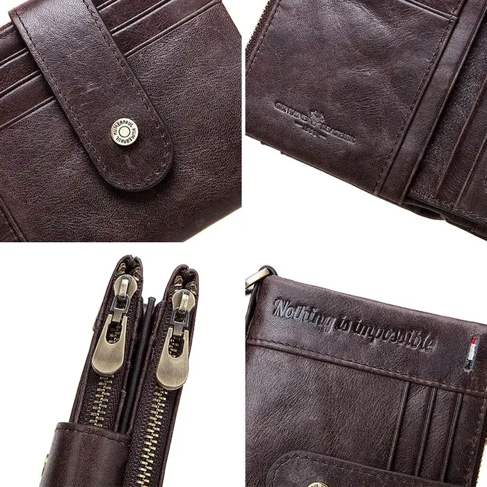 Portefeuille décontracté en cuir véritable pour homme