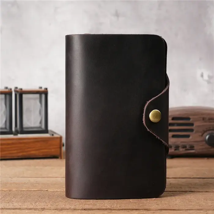 Portefeuille à rabat long en cuir vintage pour hommes avec moraillon, 100% cuir véritable, livraison directe
