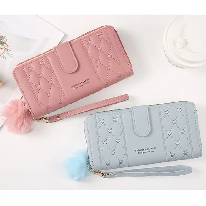 Portefeuille Long en cuir Pu pour femmes