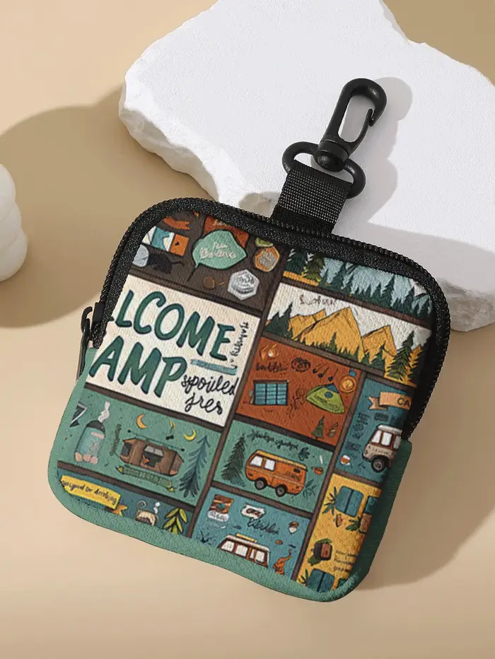 1 pièce, porte-monnaie portable avec motifs de camping