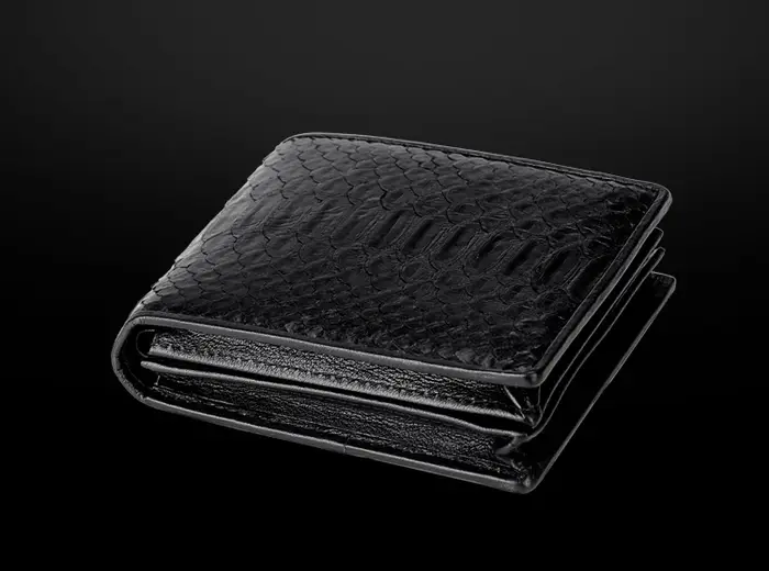 100% véritable véritable authentique peau de serpent hommes à deux volets Python serpent portefeuill