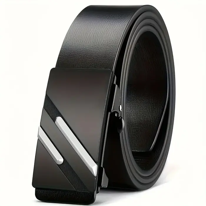 Ceinture pour hommes en cuir synthétique avec boucle en alliage automatique