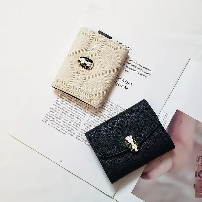 Nouveau portefeuille Snakehead pour femme, court, à trois volets, vertical, personnalisable, mini-portefeuille, petit porte-cartes frais, antivol