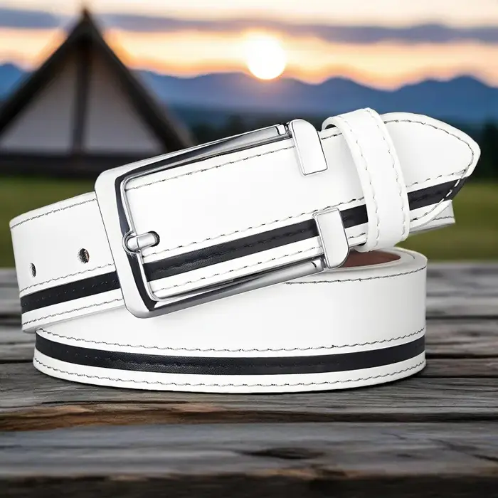 Ceinture élégante et polyvalente, disponible en blanc/bleu/noir. Cadeau idéal pour la famille et les amis, parfait pour Noël et Thanksgiving.