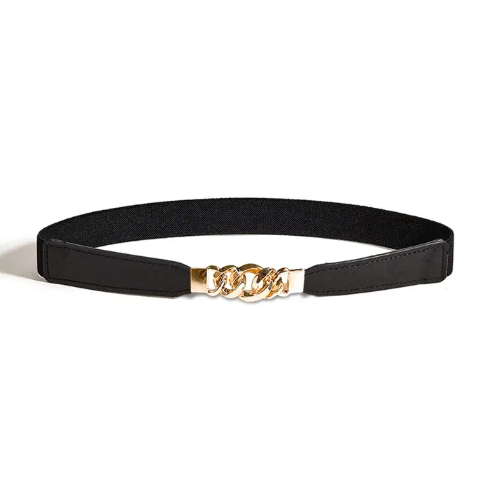 Ceinture élastique rétro pour femmes, de très bonne qualité, noire, style classique, tendance popula