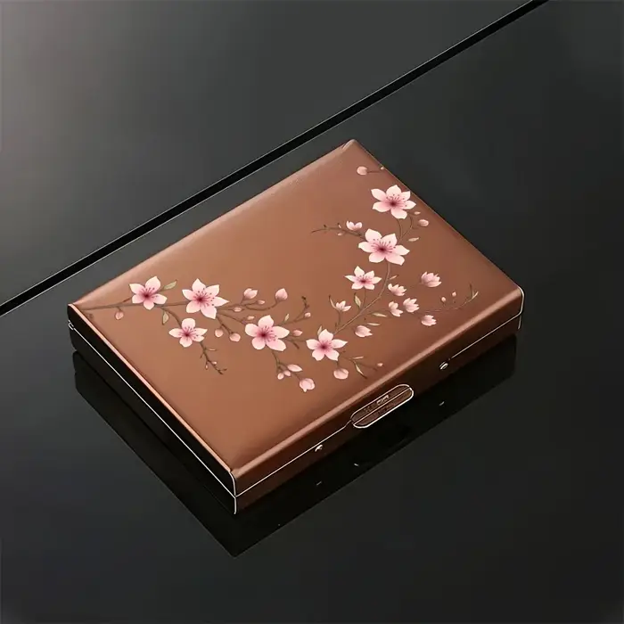 Porte-cartes en acier inoxydable à 6 cartes, avec motif de fleur de prunier, Design à la mode pour h