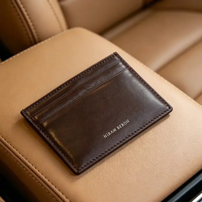 Porte-cartes en cuir italien monogrammé