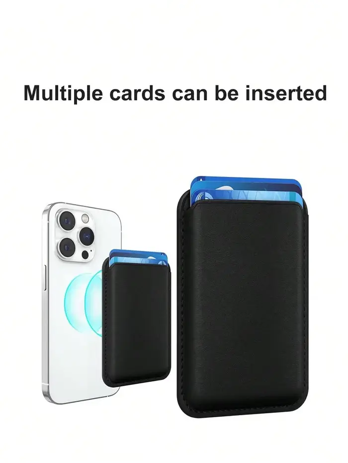 Porte-cartes en cuir, capable de contenir des cartes. Disponible en plusieurs couleurs. Convient aux téléphones magnétiques ou aux coques de téléphone.
