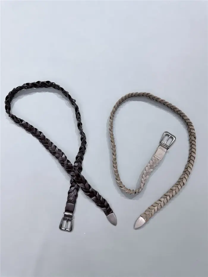 Ceinture en cuir tressé pour femme, ceinture élégante et décontractée ornée de perles