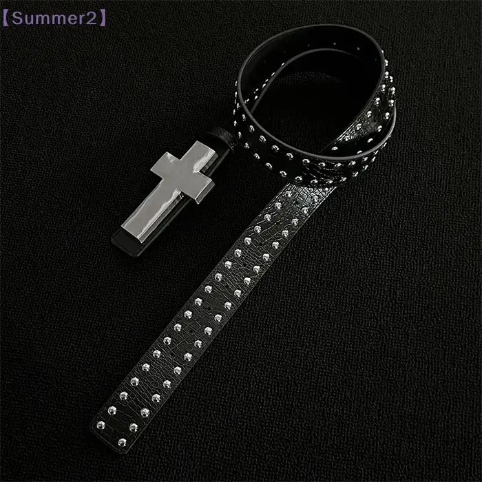 【Xia2】Ceinture Punk à Clous Croisés pour Hommes et Femmes