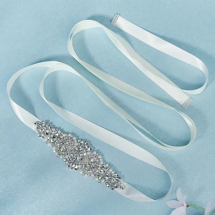 Ceinture de mariée en cristal argenté pour femmes