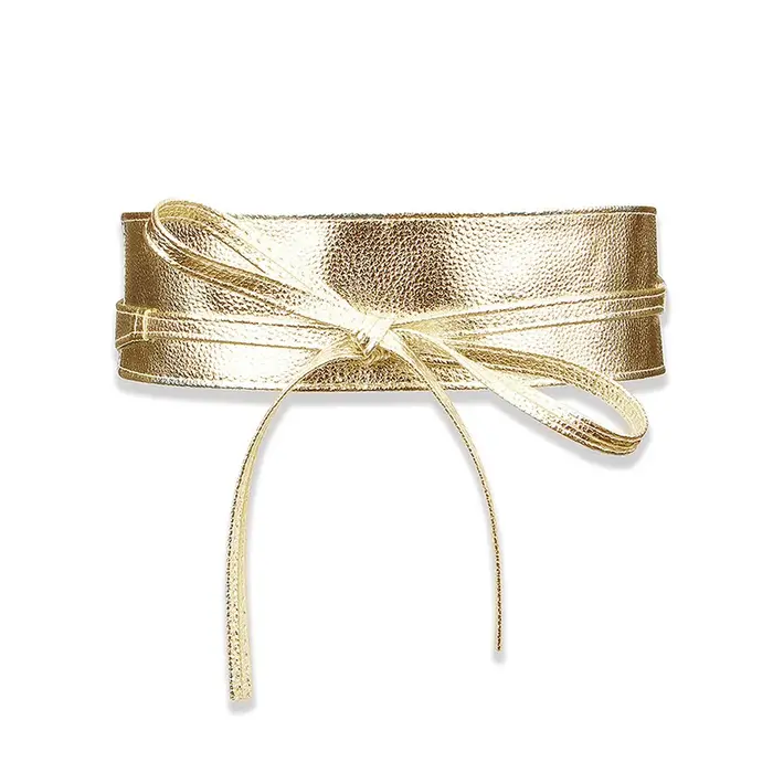 Mode femmes ceinture pour robe en cuir PU nœud large ceintures